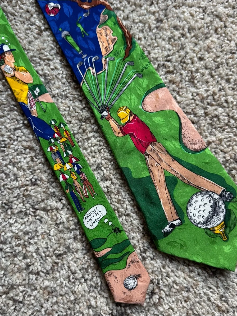Vintage 1992 Nicole Miller Golf Tie 100% Silk Golfer Novelty Hand Sewn Korea
